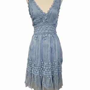 Elegant Lace Blue Dress